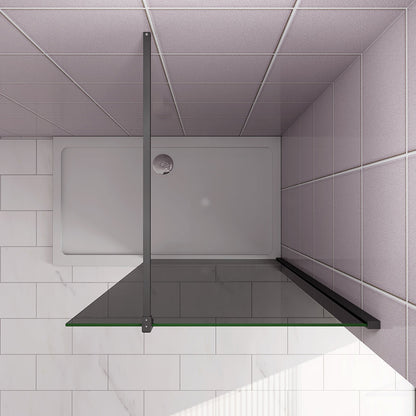 100 H.200 cm 10cm Walk in Duschwänd Schwarz Schutzfolie mit Stabilisationsstange 90cm