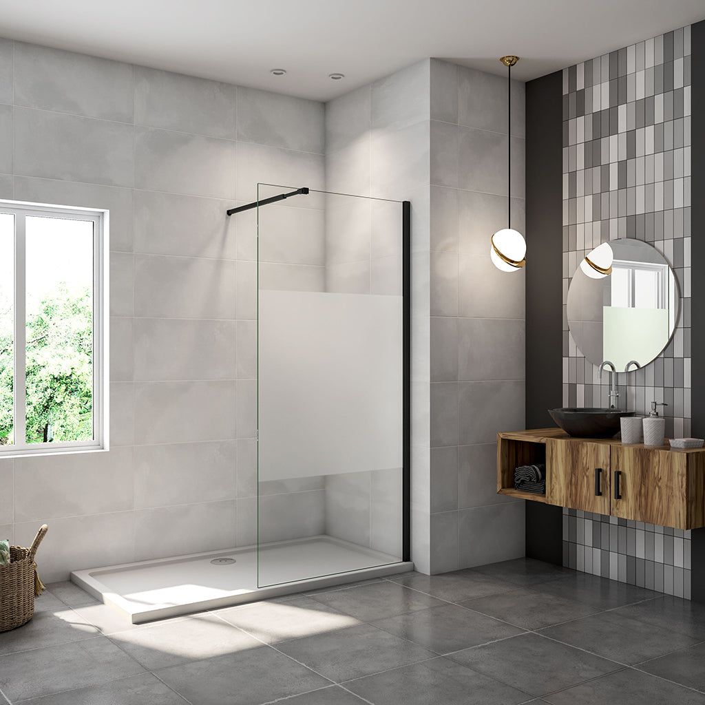 100 H.200 cm Glasdusche 10cm Walk in Duschwänd mit Stabilisationsstange 73-120cm für badezimmer