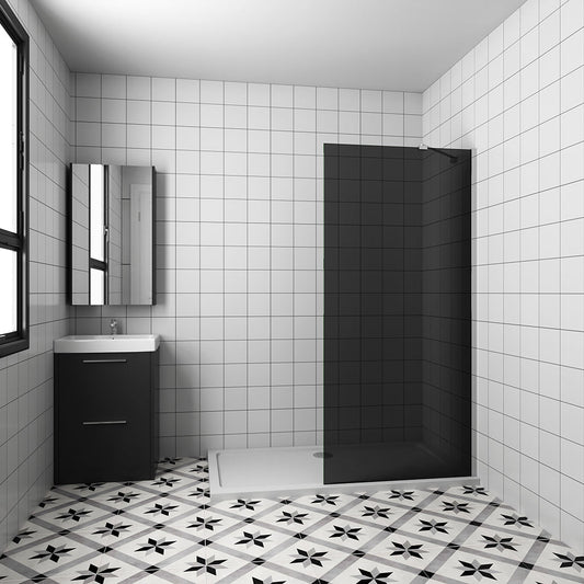 1000 H.2000 mm Walk in Duschwänd Schwarz Schutzfolie mit Stabilisationsstange 450mm für badezimmer