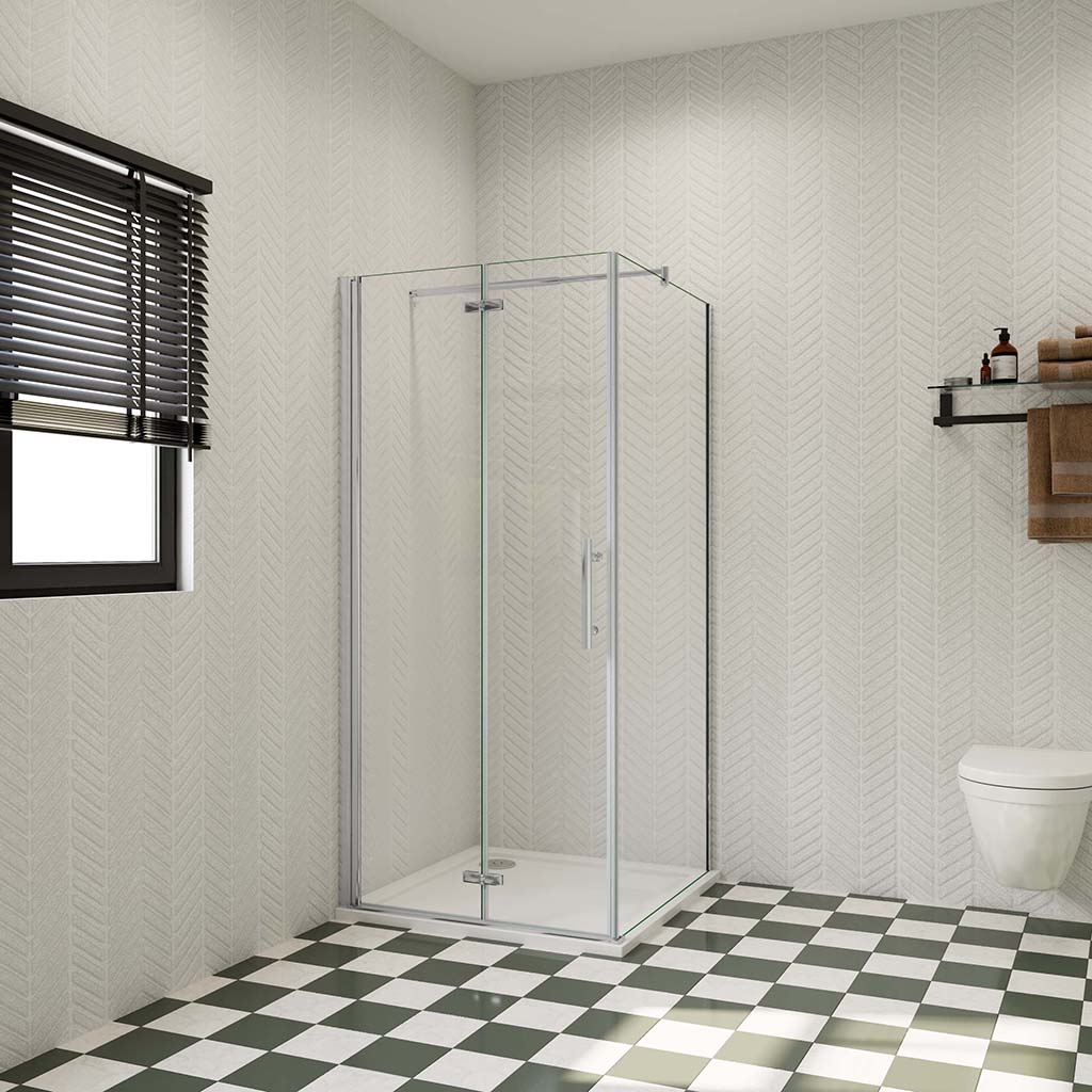 1000x800 H.1950 mm Glasdusche Falttür mit Seitenwand