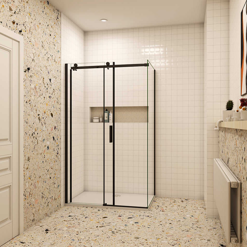 1000x900 H 2000 mm Schiebetür mit Seitenwand Duschtasse