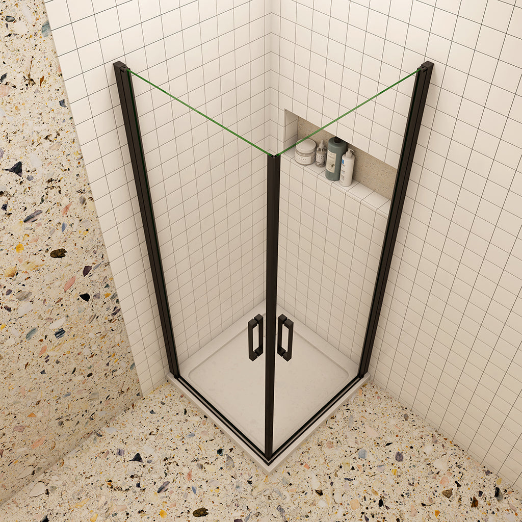 100x100 H 200 cm Drehtür Eckeinstieg Duschtasse Ablaufgarnitur