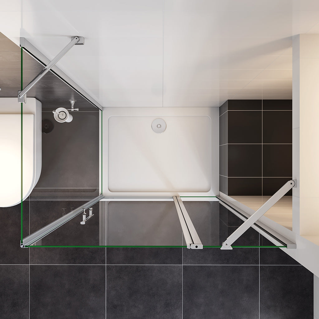 100x70 H.195 cm Glasdusche Drehtür mit Seitenwand Duschtasse Ablaufgarnitur badezimmer ideen