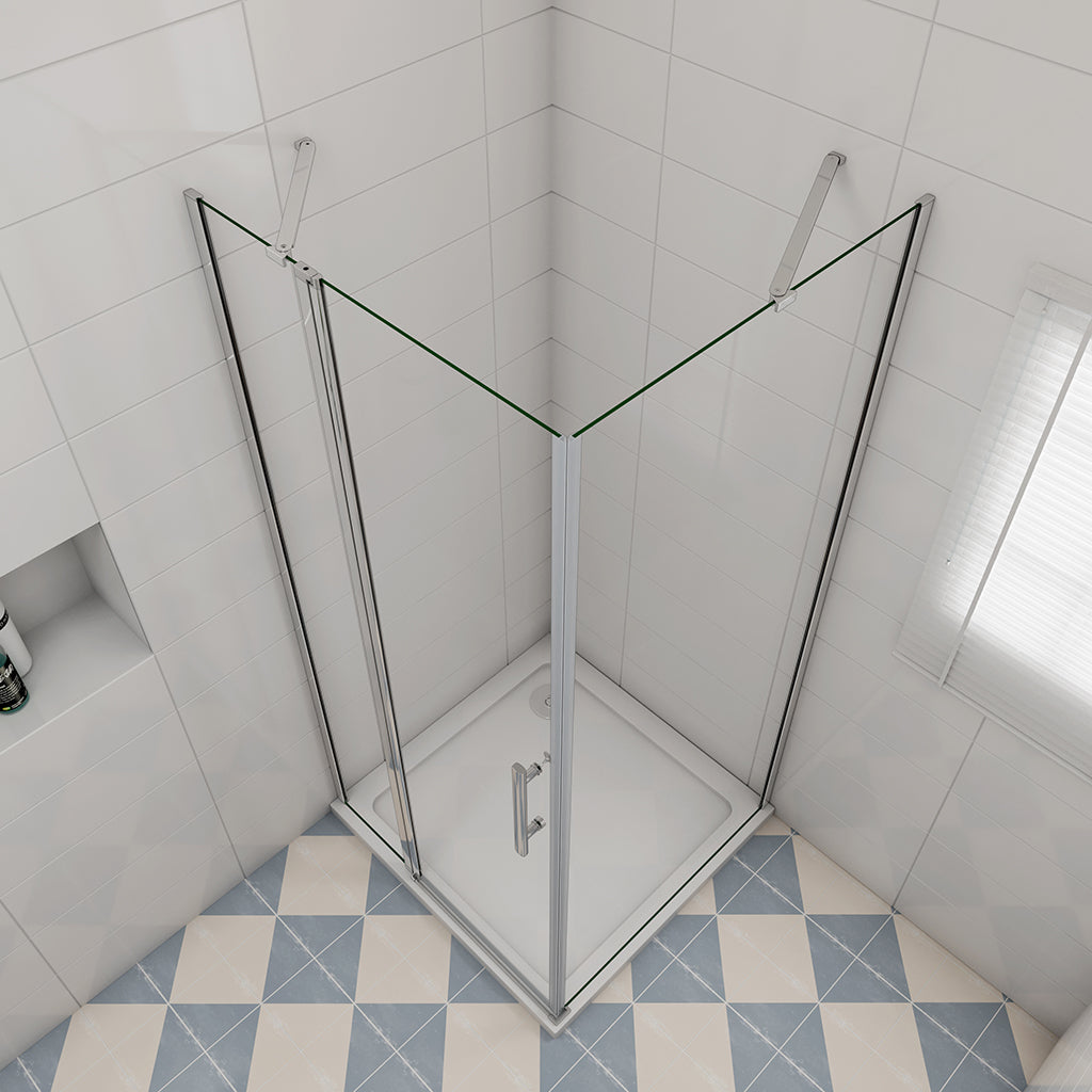 100x80 H.195 cm Drehtür mit Seitenwand Duschtasse Ablaufgarnitur für badezimmer