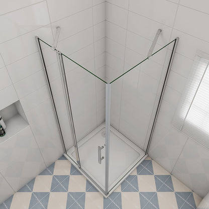 100x80 H.195 cm Drehtür mit Seitenwand Duschtasse Ablaufgarnitur für badezimmer