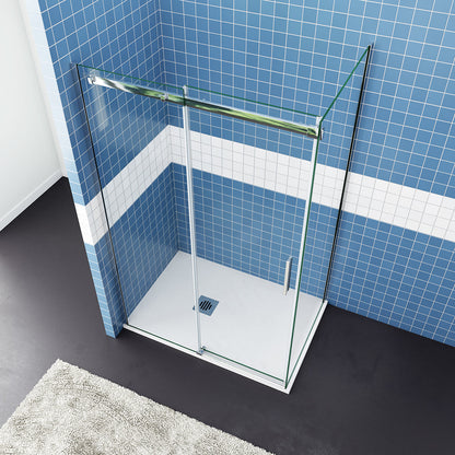 100x90 H.195 cm Schiebetür mit Seitenwand Duschtasse Ablaufgarnitur dusche
