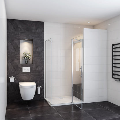 100x90 H.195 cm dusche Drehtür mit Seitenwand Duschtasse Ablaufgarnitur für badezimmer