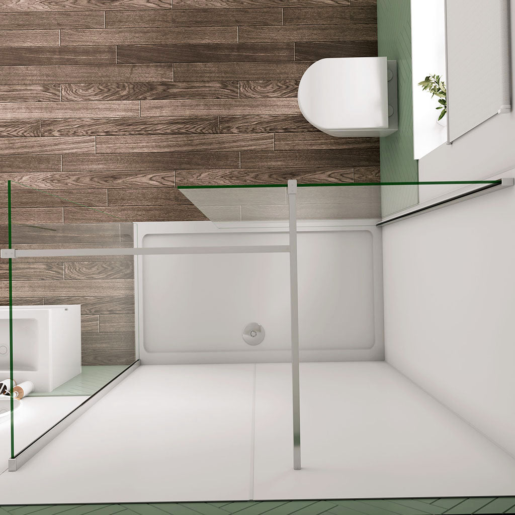 110+90 H.200 cm Walk In als Eckdusche mit Stabilisationsstange 90cm für badezimmer