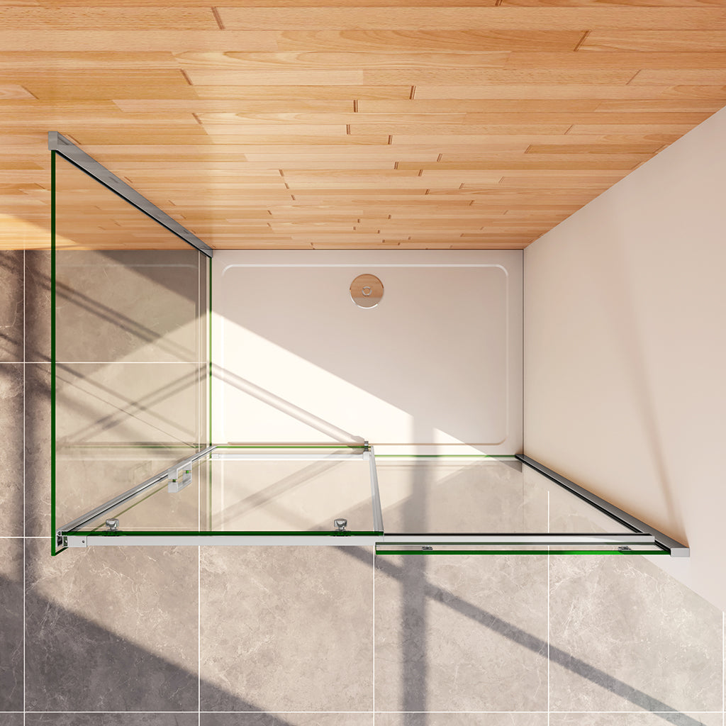 Duschkabine 8 Mm Mit Schiebetür – Eckdusche Mit Fester Seitenwand, Höhe 190 Cm (80x130 Cm)
