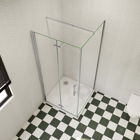 110x90 H.195 cm Glasdusche Falttür mit Seitenwand für badezimmer