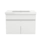 Badezimmer Badmöbel 60cm Dickes Keramik Waschtisch mit Unterschrank Hängeschrank Weiß Matt Badezimmerschränke Badschrank mit 2 Soft-Close Türen