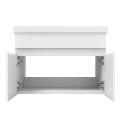Badezimmer Badmöbel 60cm Dickes Keramik Waschtisch mit Unterschrank Hängeschrank Weiß Matt Badezimmerschränke Badschrank mit 2 Soft-Close Türen
