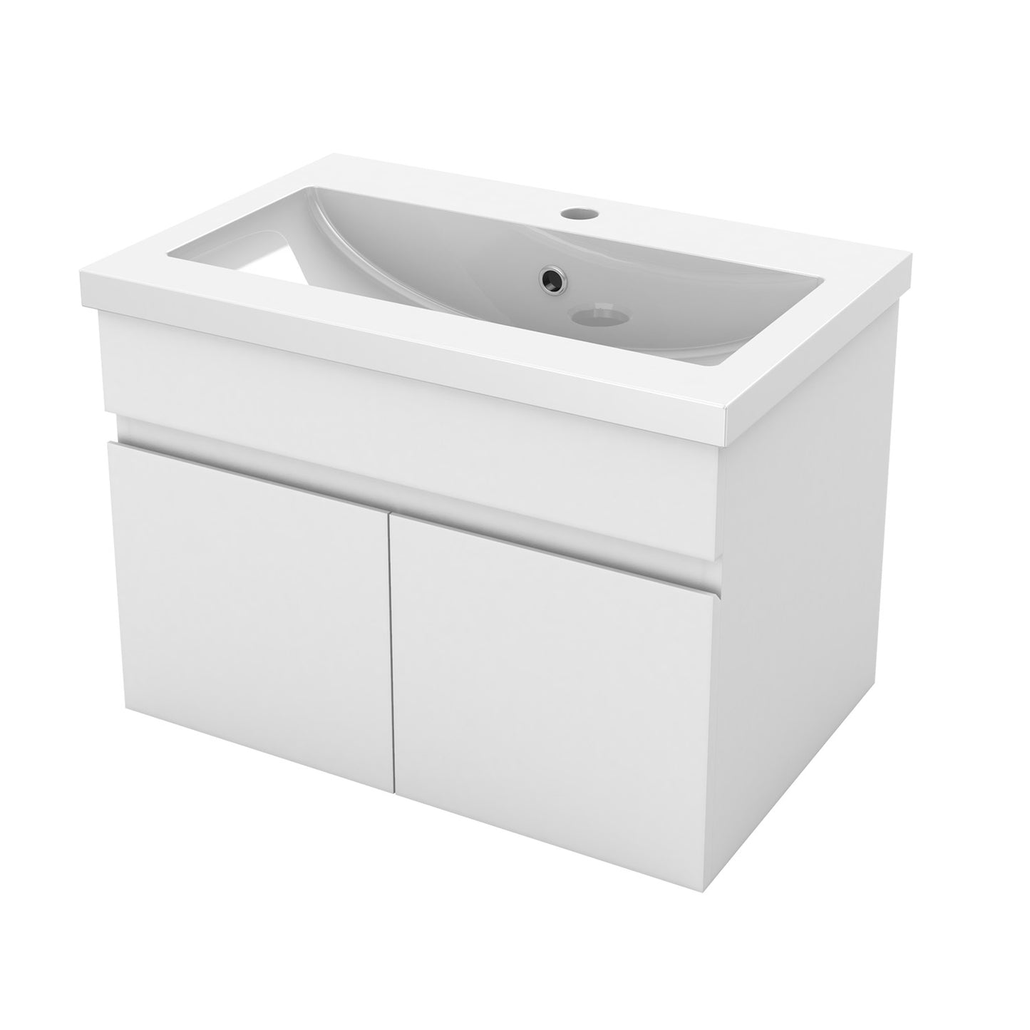 Badezimmer Badmöbel 60cm Mineralguss Waschtisch mit Unterschrank Hängeschrank Weiß Matt Badezimmerschränke Badschrank mit 2 Soft-Close Türen