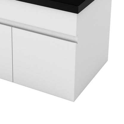 Badezimmer Badmöbel 60cm Schwarz Mineralguss Waschtisch mit Unterschrank Hängeschrank Weiß Matt Badezimmerschränke Badschrank mit 2 Soft-Close Türen