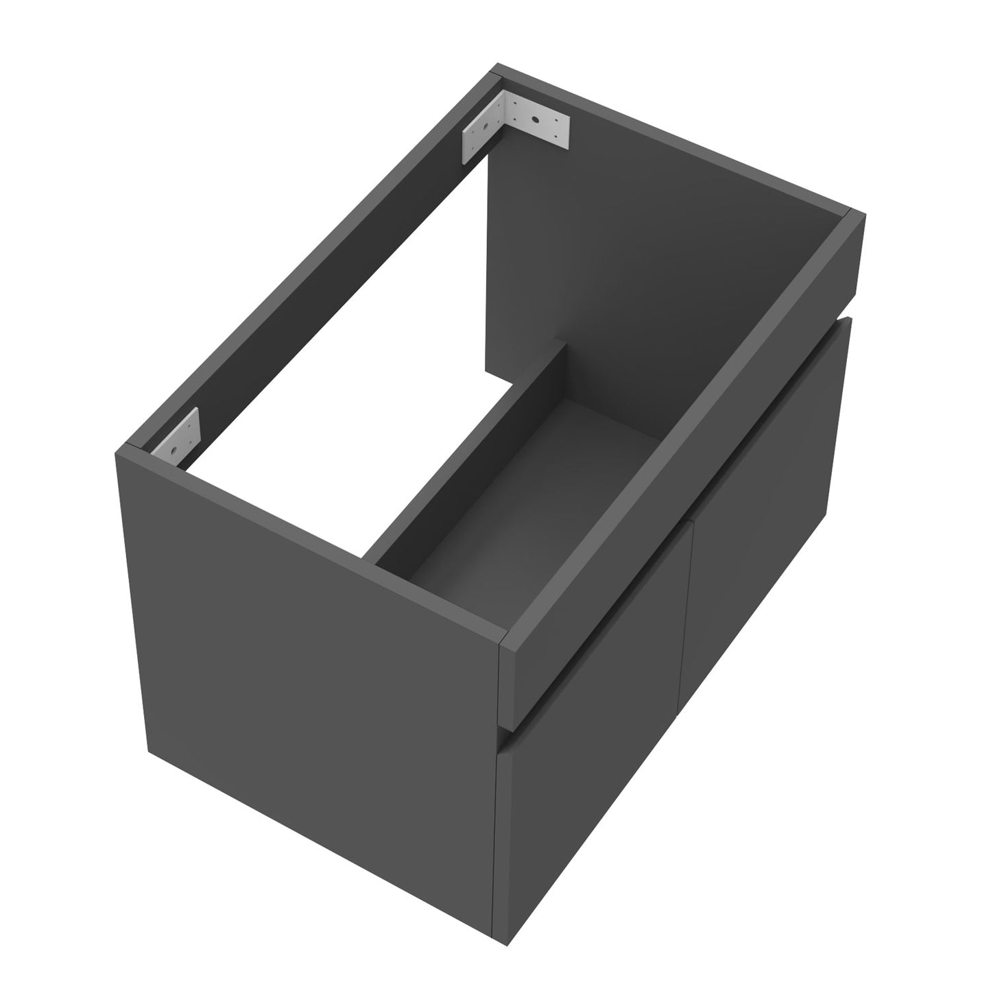 Badezimmer Badmöbel 60cm Schwarz Mineralguss Waschtisch mit Unterschrank Hängeschrank Dunkelgrau Matt Badezimmerschränke Badschrank mit 2 Soft-Close Türen