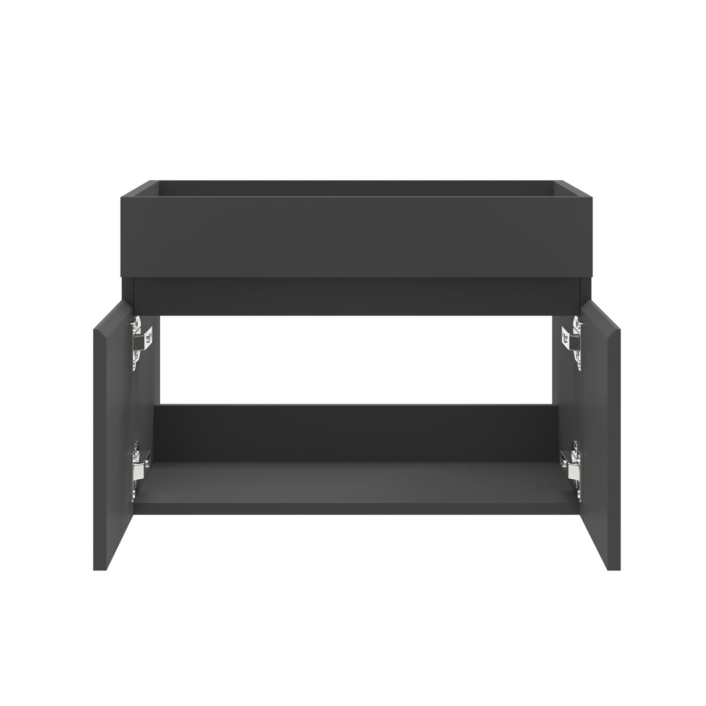 Badezimmer Badmöbel 60cm Schwarz Mineralguss Waschtisch mit Unterschrank Hängeschrank Dunkelgrau Matt Badezimmerschränke Badschrank mit 2 Soft-Close Türen