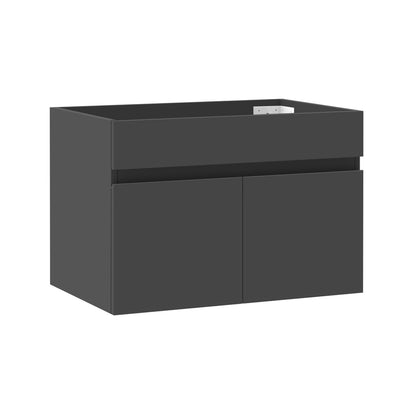 Badezimmer Badmöbel 60cm Schwarz Mineralguss Waschtisch mit Unterschrank Hängeschrank Dunkelgrau Matt Badezimmerschränke Badschrank mit 2 Soft-Close Türen