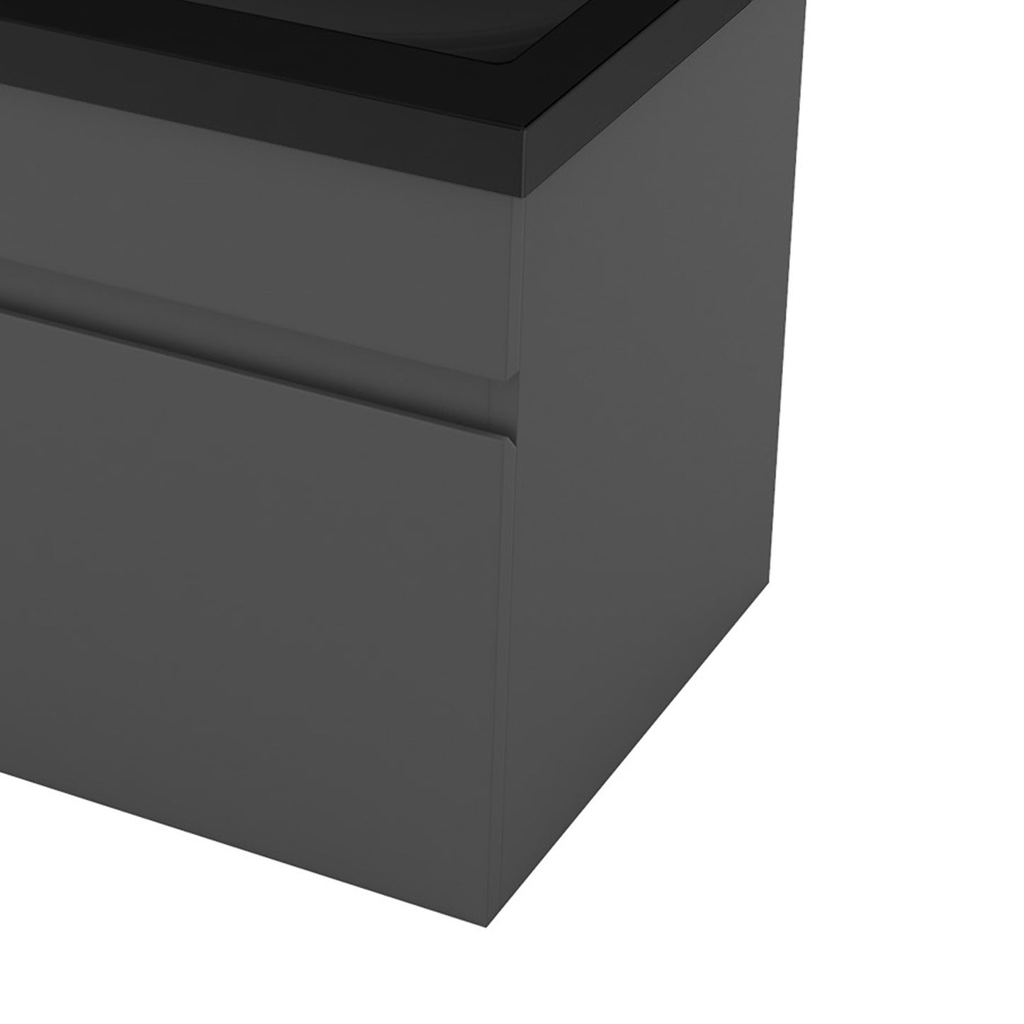 Badezimmer Badmöbel 60cm Schwarz Mineralguss Waschtisch mit Unterschrank Hängeschrank Dunkelgrau Matt Badezimmerschränke Badschrank mit 2 Soft-Close Türen