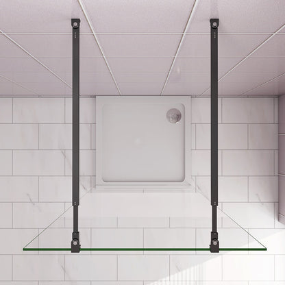 117.7 H.200 cm Glasdusche 10cm Walk in Duschwänd mit 2xStabilisationsstange 73-120cm