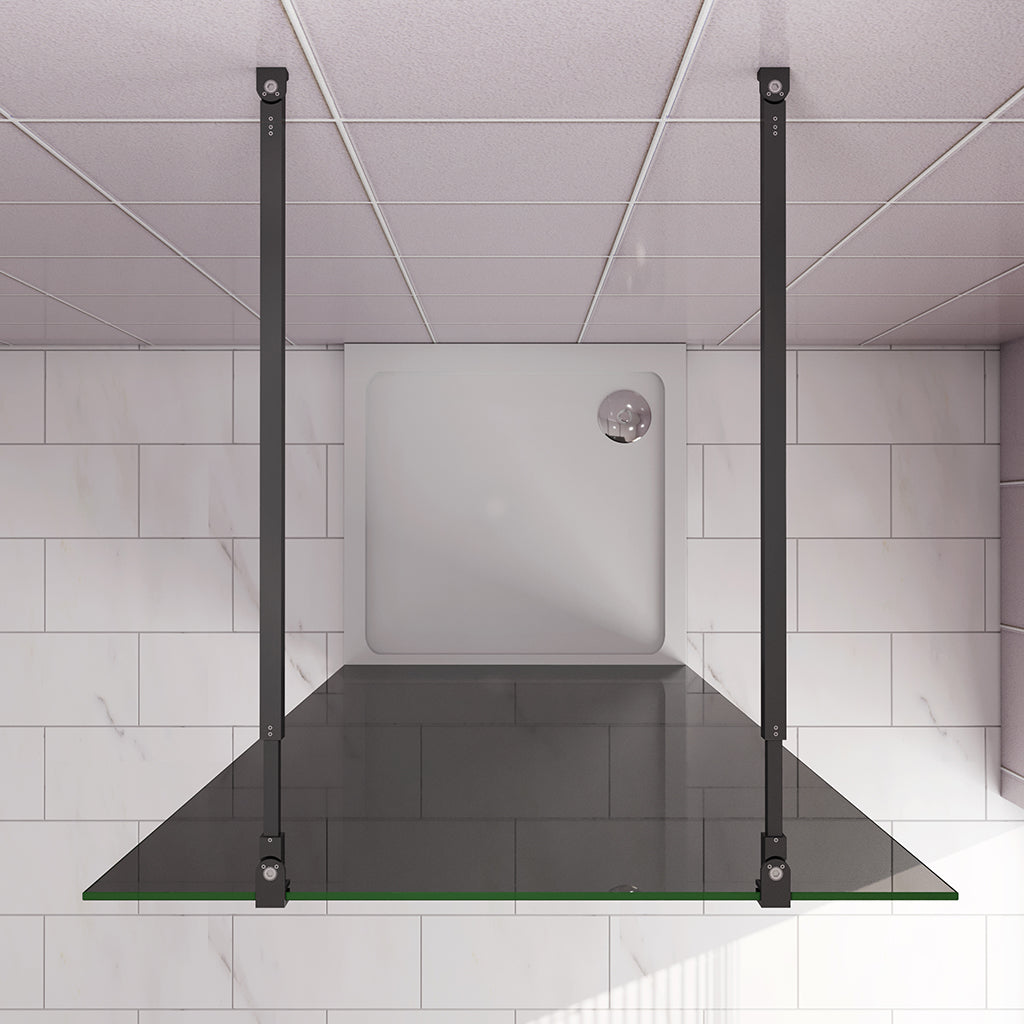 117.7 H.200 cm Walk in Duschwänd Schwarz Schutzfolie mit 2xStabilisationsstange 73-120cm für badezimmer