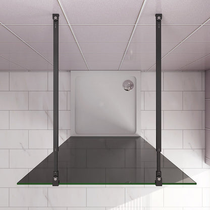 117.7 H.200 cm Walk in Duschwänd Schwarz Schutzfolie mit 2xStabilisationsstange 73-120cm für badezimmer