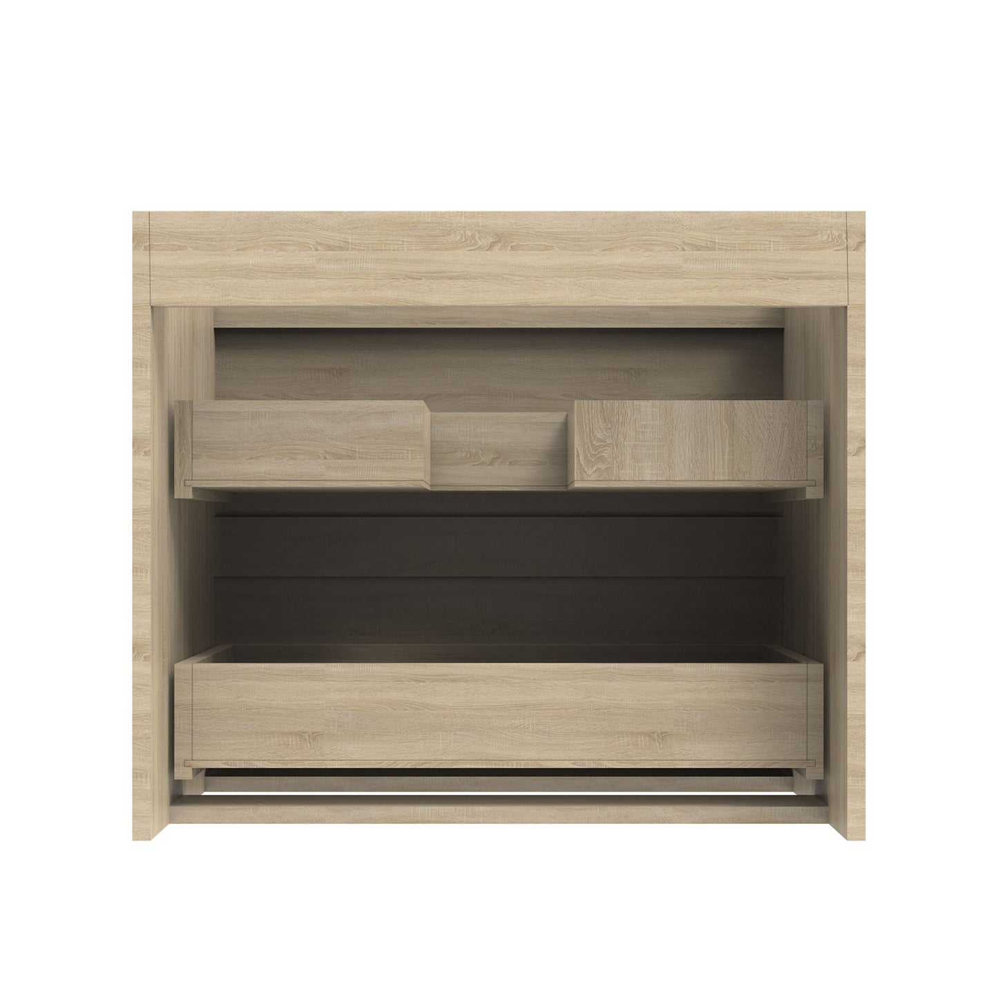 Badezimmermöbel 60cm Mineralguss Waschtisch mit Unterschrank Badmöbel set Badezimmerschränke mit 2 Soft-Close Schubladen Eiche Matt