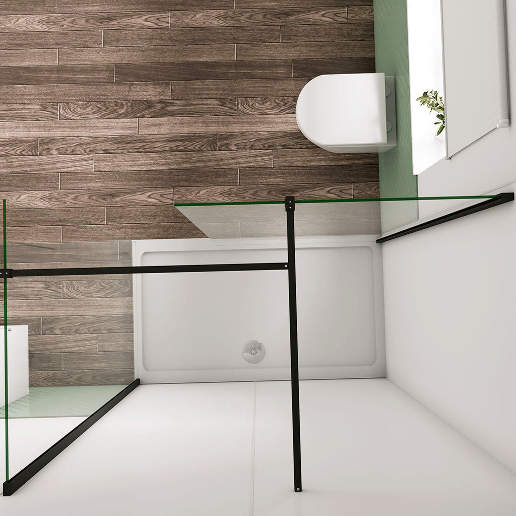 120+100 H.200 cm 10cm glas Walk In als Eckdusche mit Stabilisationsstange 140cm für badezimmer