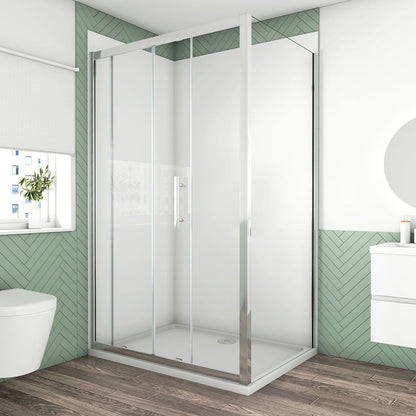 1200x900 H.1900 mm Schiebetür mit Seitenwand Duschtasse Ablaufgarnitur Wandverkleidung für badezimmer