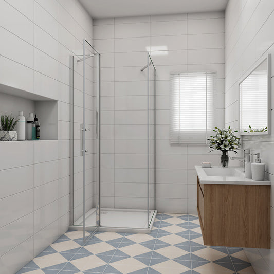 120x70 H.195 cm Glasdusche Drehtür mit Seitenwand badezimmer ideen