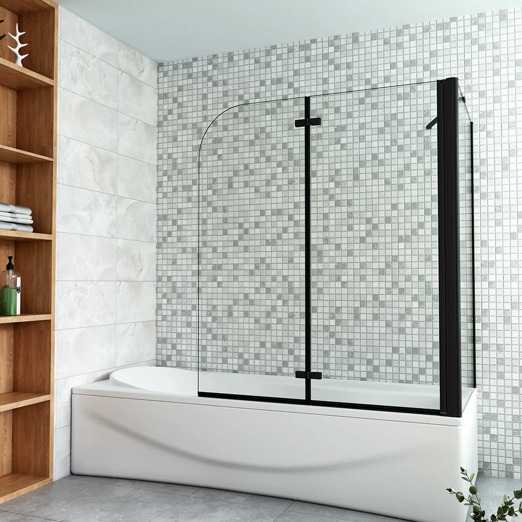 120x75 H 140 cm Duschabtrennung Badewannenaufsätz Seitenwand Schwarz für badezimmer