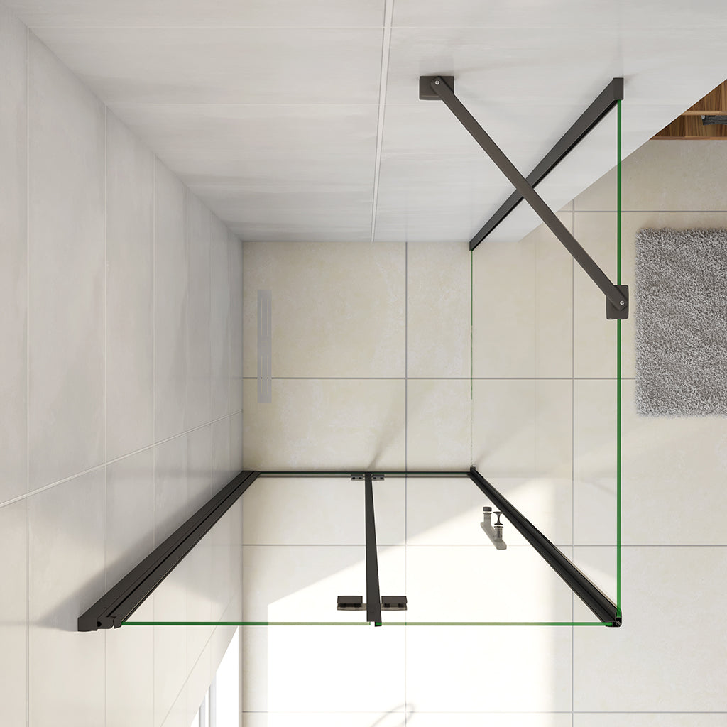 120x76 H.185 cm Glasduschwand Falttür mit Seitenwand