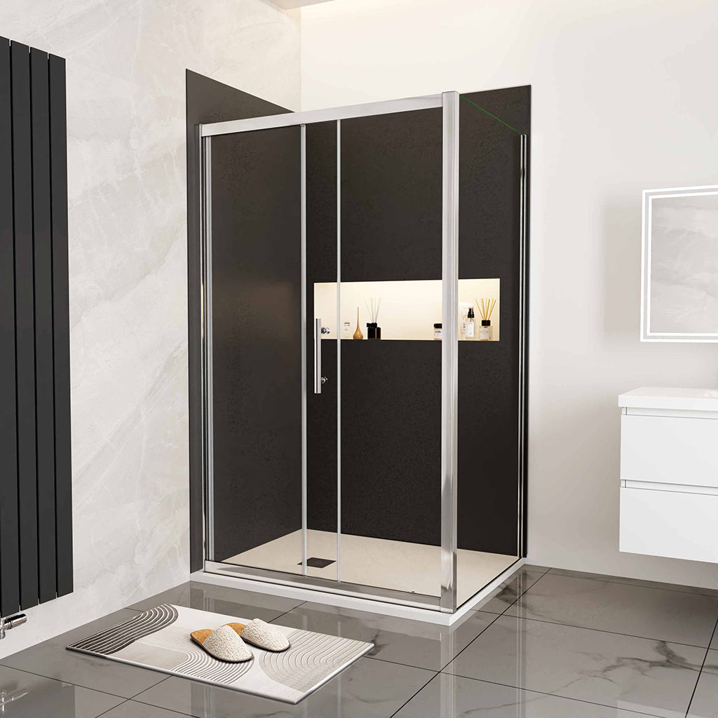 120x80 H.190 cm Schiebetür mit Seitenwand für badezimmer