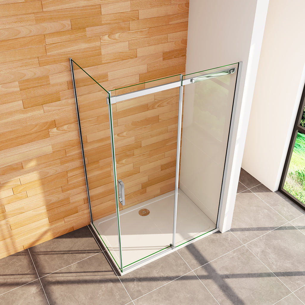 120x80 H.195 cm Schiebetür mit Seitenwand für badezimmer