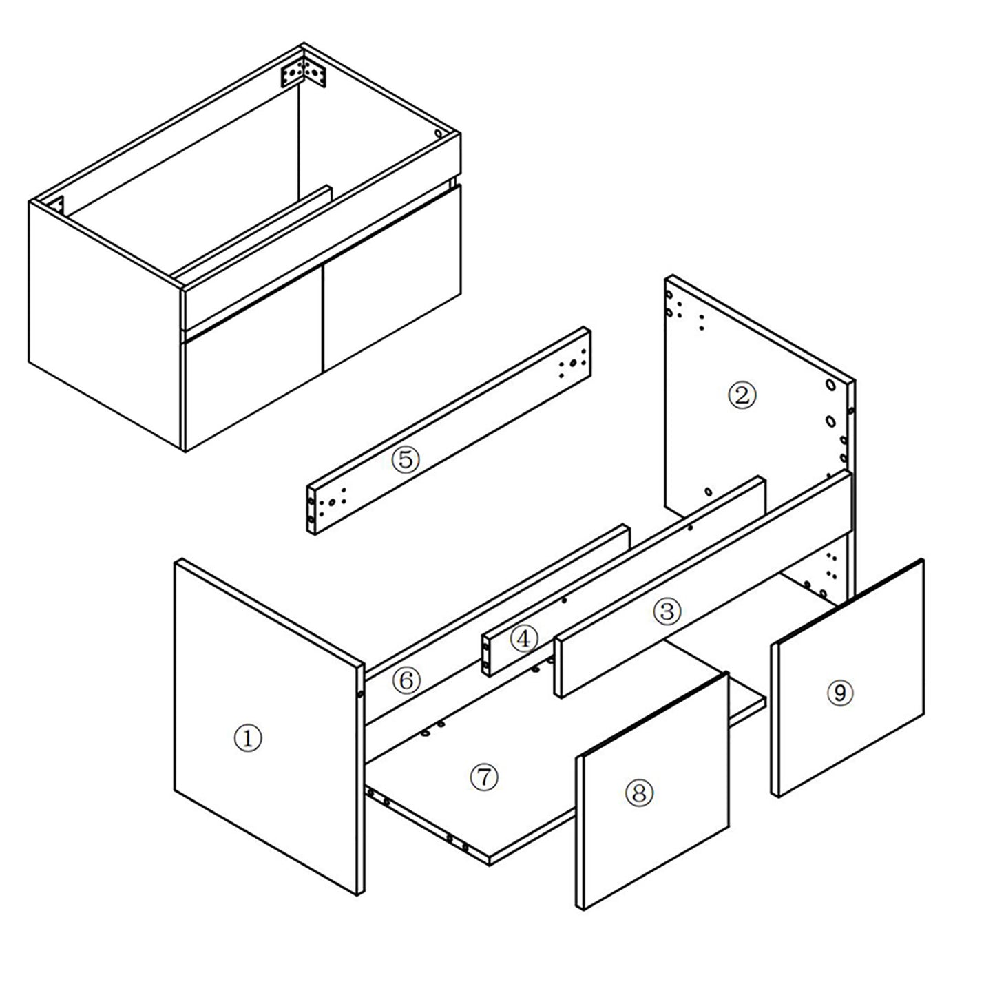 Badezimmer Badmöbel 80cm Keramik Waschtisch mit Unterschrank Hängeschrank Dunkelgrau Matt Badezimmerschränke Badschrank mit 2 Soft-Close Türen