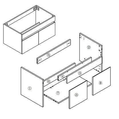Badezimmer Badmöbel 80cm Keramik Waschtisch mit Unterschrank Hängeschrank Dunkelgrau Matt Badezimmerschränke Badschrank mit 2 Soft-Close Türen