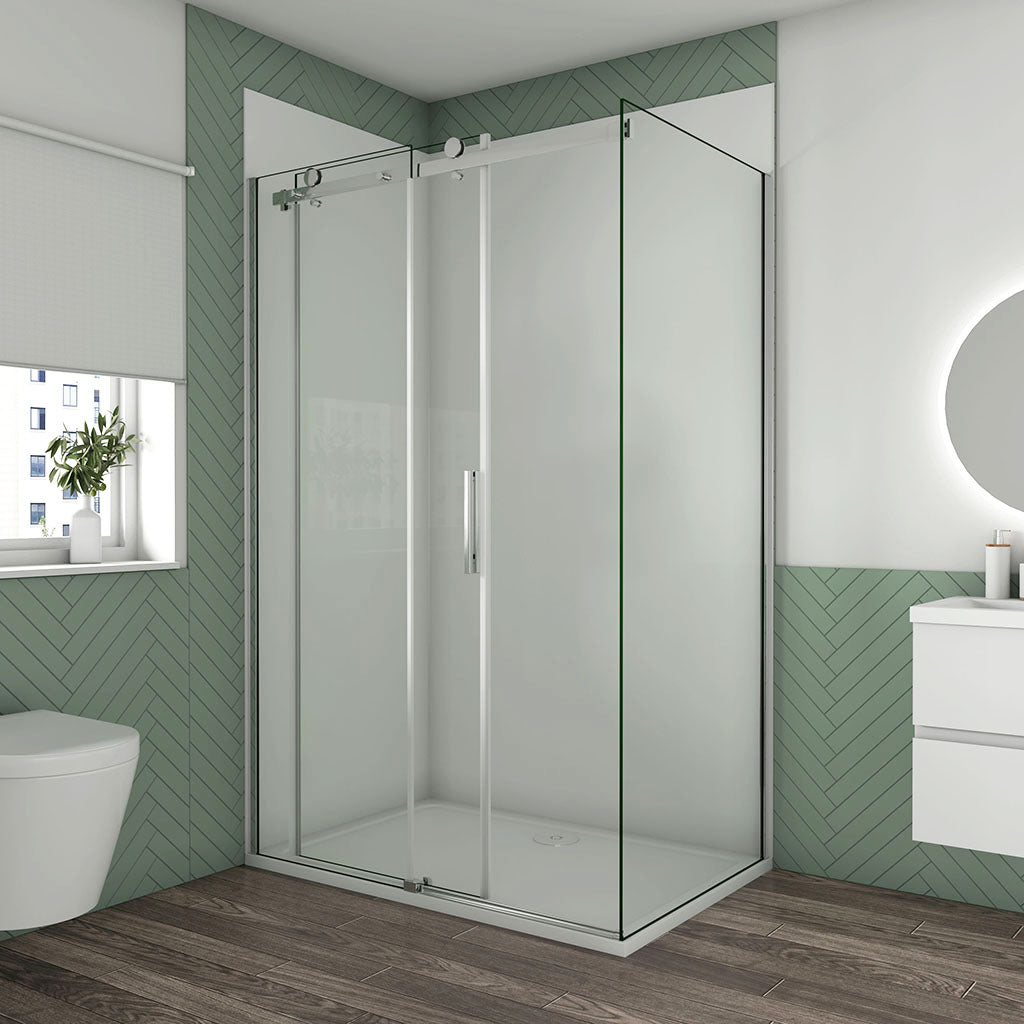 1250x1000 H.1950 mm Schiebetür mit Seitenwand Wandverkleidung für badezimmer