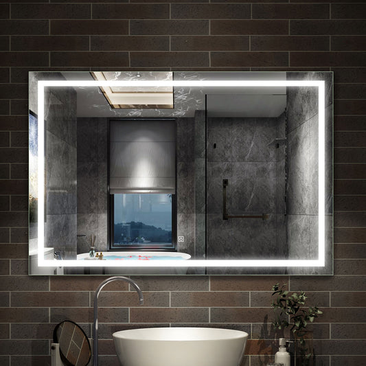 LED Spiegel 80x60 cm TOUCH BESCHLAGFREI Spiegel mit Beleuchtung  Lichtspiegel Wandspiegel