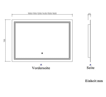 LED Spiegel 140x70 cm TOUCH BESCHLAGFREI Spiegel mit Beleuchtung  Lichtspiegel Wandspiegel