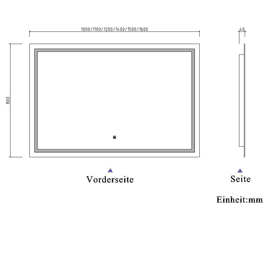 LED Spiegel 100x80 cm TOUCH BESCHLAGFREI Spiegel mit Beleuchtung  Lichtspiegel Wandspiegel