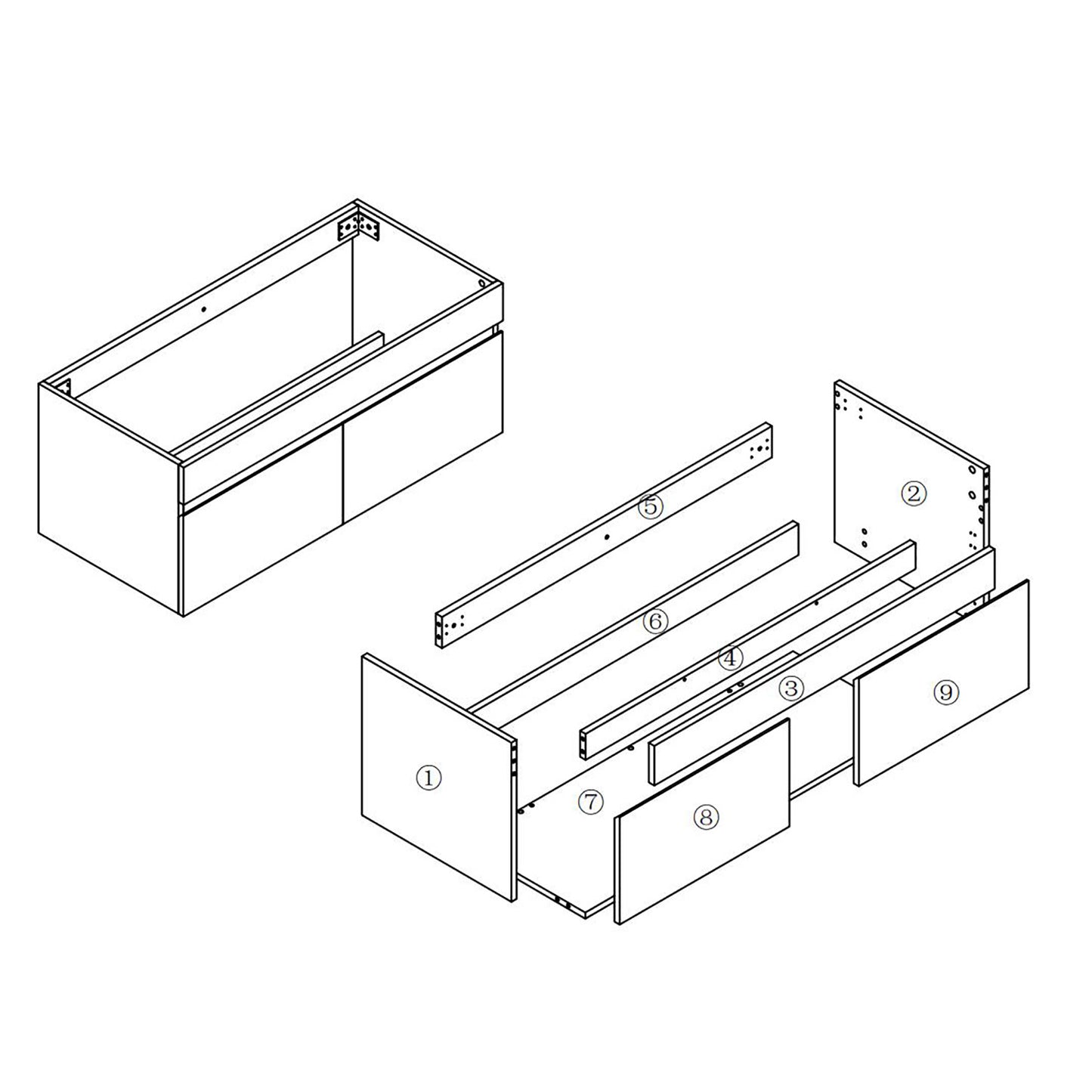 Badezimmer Badmöbel 100cm Mineralguss Waschtisch mit Unterschrank Hängeschrank Dunkelgrau Matt Badezimmerschränke Badschrank mit 2 Soft-Close Türen