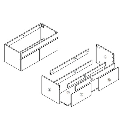 Badezimmer Badmöbel 100cm Mineralguss Waschtisch mit Unterschrank Hängeschrank Dunkelgrau Matt Badezimmerschränke Badschrank mit 2 Soft-Close Türen