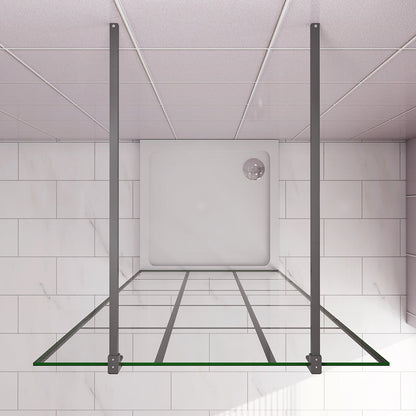 137.7 H.200 cm Walk in Duschwänd Gittermuster mit 2xStabilisationsstange 140cm für badezimmer