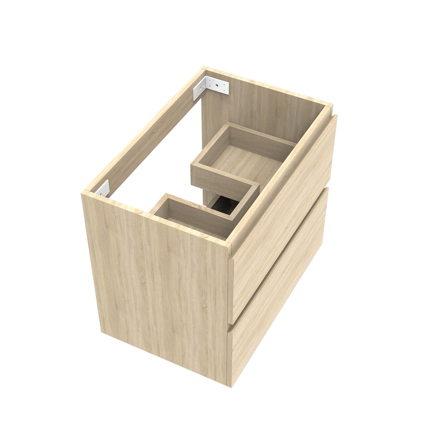 Badezimmermöbel 60cm Mineralguss Waschtisch mit Unterschrank Badmöbel set Badezimmerschränke mit 2 Soft-Close Schubladen Eiche Matt