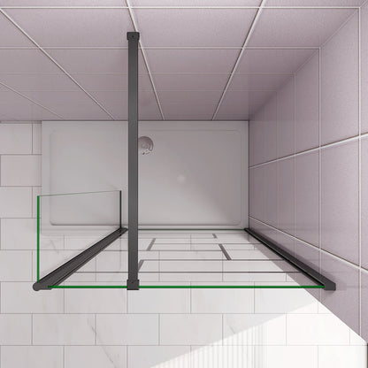 140+30 H.200 cm GlasDuschwänd Walk in Duschwänd mit Schwenkbar Stabilisationsstange 140cm für badezimmer