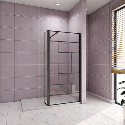 140+40 H.200 cm Glasduschwand Walk in Duschwand mit Schwenkbar Stabilisationsstange 140cm für badezimmer