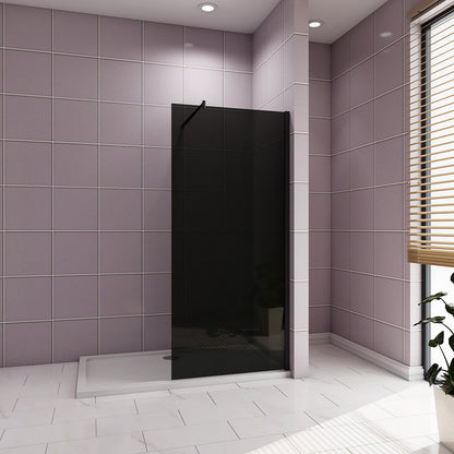 140 H.200 cm 10cm Walk in Duschwänd Schwarz Schutzfolie mit Stabilisationsstange 70-120cm für badezimmer
