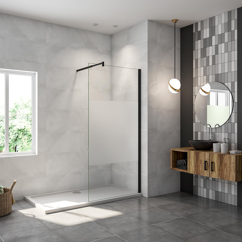 140 H.200 cm 10cm Walk in Duschwänd mit Stabilisationsstange 70-120cm dusche für badezimmer
