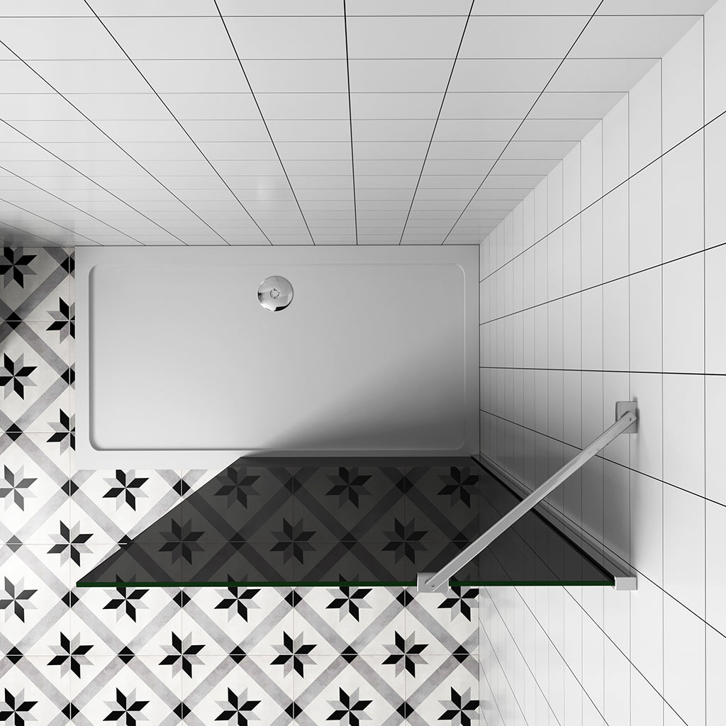 140 H.200 cm Walk in Duschwänd Schwarz Schutzfolie mit Stabilisationsstange 45cm für badezimmer