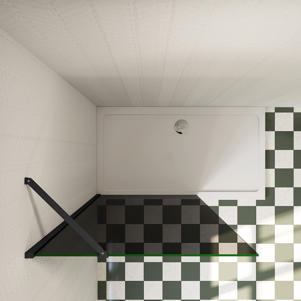 140 H.200 cm Walk in Duschwänd Schwarz Schutzfolie mit Stabilisationsstange 50cm für badezimmer