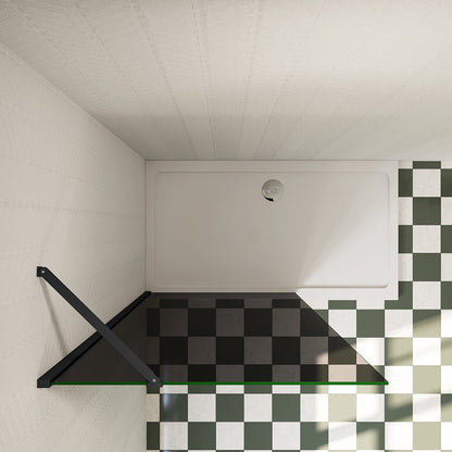 140 H.200 cm Walk in Duschwänd Schwarz Schutzfolie mit Stabilisationsstange 50cm für badezimmer